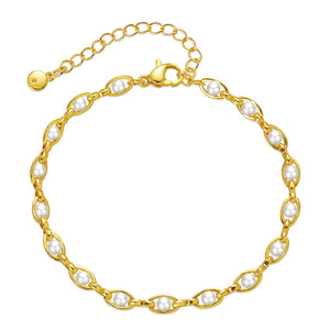 Vintage Marquee Pearl Inlay Chain Bracelet