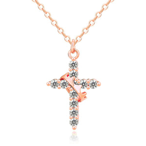 Dainty Crown Cross Pendant Necklace