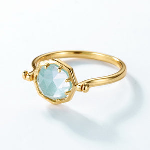 Hexagon Seafoam Mint Amazonite Crown Ring