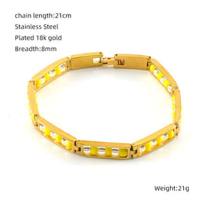 Multicolor Enamel Beaded Bangle Bracelet