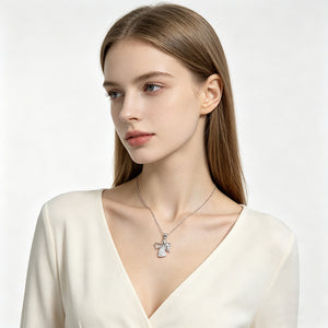Dainty Silver Angel Heart Charm Necklace