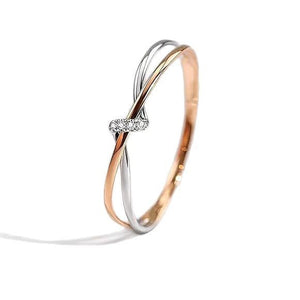 Dainty Two Tone Interlocking CZ Pavé Band Ring