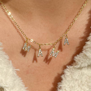 Dainty CZ Letter Charm Layering Necklace