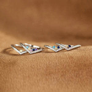 Chevron Custom Birthstone Pave Ring