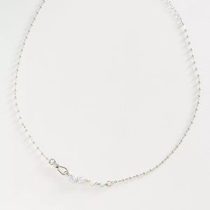 Dainty CZ Opal Asymmetric Ball Chain Necklace