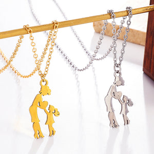 Mom Child Love Heart Pendant Necklace