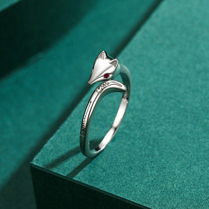 Minimalist Cute Origami Fox Wrap Open Ring