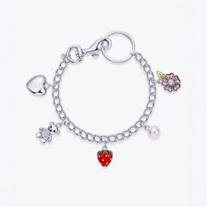 Sweetheart Teddy Pearl Bag Charm Keychain