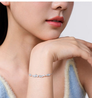 Blue Luminous Enamel Butterfly Flower Bracelet