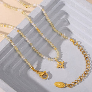 Boho Beaded Starburst CZ Pendant Necklace