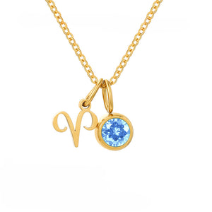 Custom Zodiac Birthstone Pendant Necklace