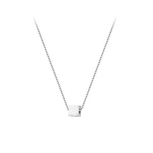 Minimalist Brushed Geometric Cube Necklace