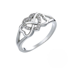 Infinity Mobius Heart Pavé CZ Promise Ring