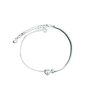 Minimalist Heart Snake Chain Charm Bracelet