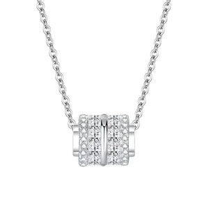 Pink Cylinder Barrel Pavé CZ Charm Necklace