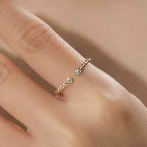 Vintage Twisted Rope Open Cuff Bezel CZ Ring