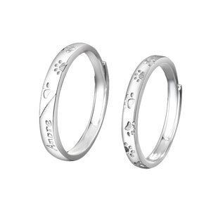 Paw Cat Matching Couple Adjustable Ring
