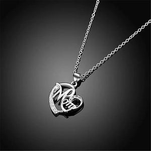 Dainty Silver Mom Heart Charm Necklace