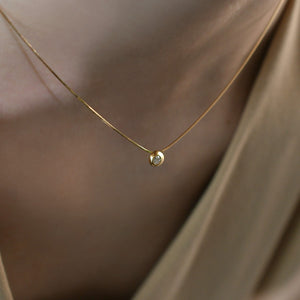 Minimalist Pebble CZ Solitaire Charm Necklace