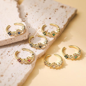 CZ Four Leaf Clover Adjustable Statement Ring