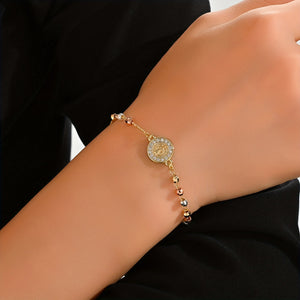Tri Color Virgin Mary Cross Rosary Bracelet