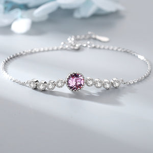 Classic Pastel Round CZ Charm Chain Bracelet