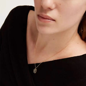 Rainbow CZ Oval Initial Letter Halo Necklace