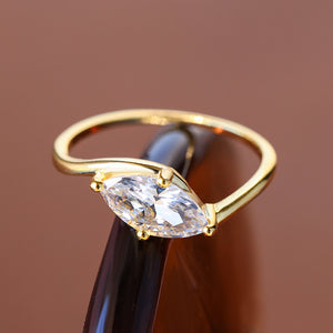 East-West Marquise-Cut CZ Solitaire Ring