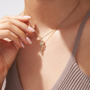 Couple Hug Two-Tone Pendant Necklace