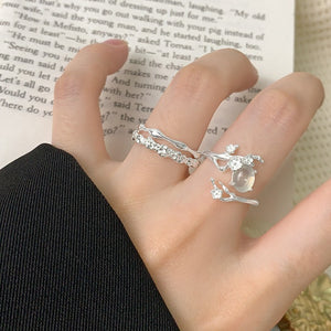 Agate Cherry Blossom Branch Adjustable Ring