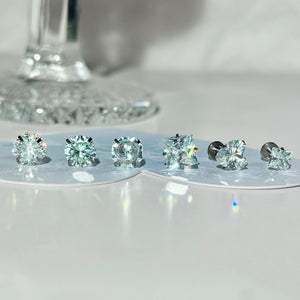 Minimalist Icy Mint Green CZ Stud Earrings