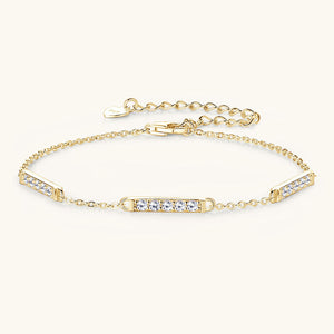 Three Bar Moissanite Thin Link Bracelet