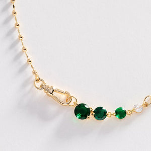 Dainty CZ Opal Asymmetric Ball Chain Necklace