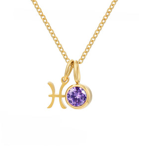 Custom Zodiac Birthstone Pendant Necklace