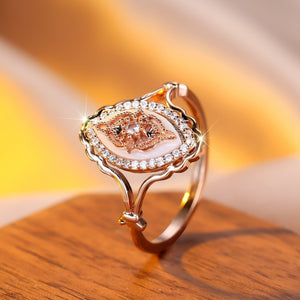 Vintage White Enamel Filigree Halo Band Ring
