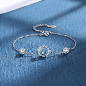 Dainty Blue Star Moon Charm Bracelet