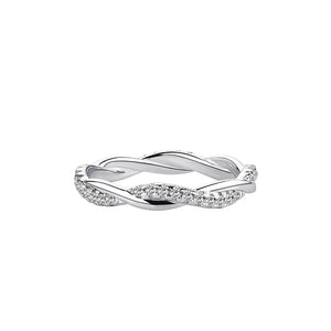 Tiny Pavé CZ Twisted Rope Stacking Band Ring
