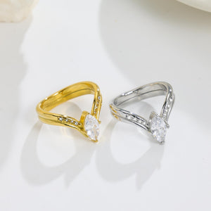 Marquise CZ Chevron V-Shaped Cocktail Ring