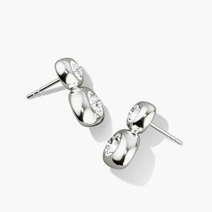 Dainty Round Bezel Moissanite Stud Earrings