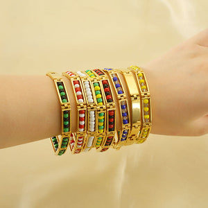 Multicolor Enamel Beaded Bangle Bracelet