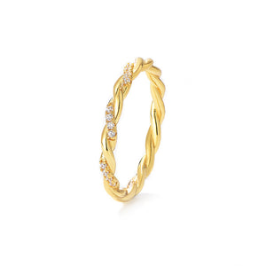 Micro Pavé Twisted Rope Stacking Band Ring