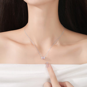 Pink Cylinder Barrel Pavé CZ Charm Necklace