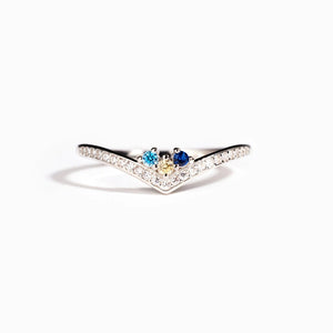 Chevron Custom Birthstone Pave Ring