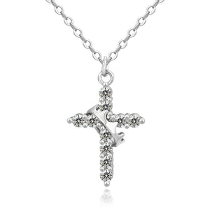 Dainty Crown Cross Pendant Necklace
