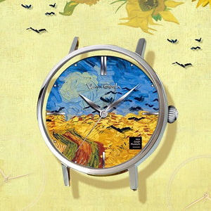 Wheat Field 36 mm Round Leather Watch