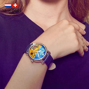 Wheat Field 36 mm Round Leather Watch