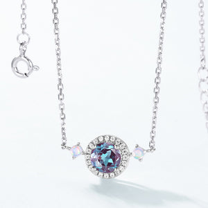 Alexandrite Halo White Opal Choker Necklace