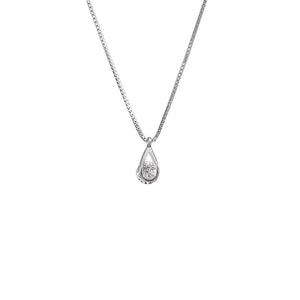 Hollow Teardrop Cage CZ Pendant Necklace