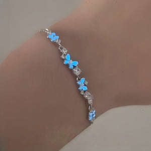 Blue Luminous Enamel Butterfly Flower Bracelet