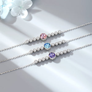 Classic Pastel Round CZ Charm Chain Bracelet